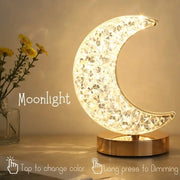LunaGlow 3D Moon Lamp With Crystal Touch Dimming USB Rechargeable Ambient Night Light For Girls Room