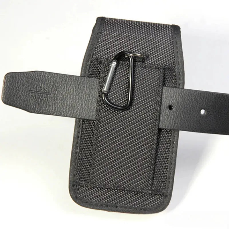 Phone pouch belt clip waist bag by Simples Market, black Oxford nylon vertical design