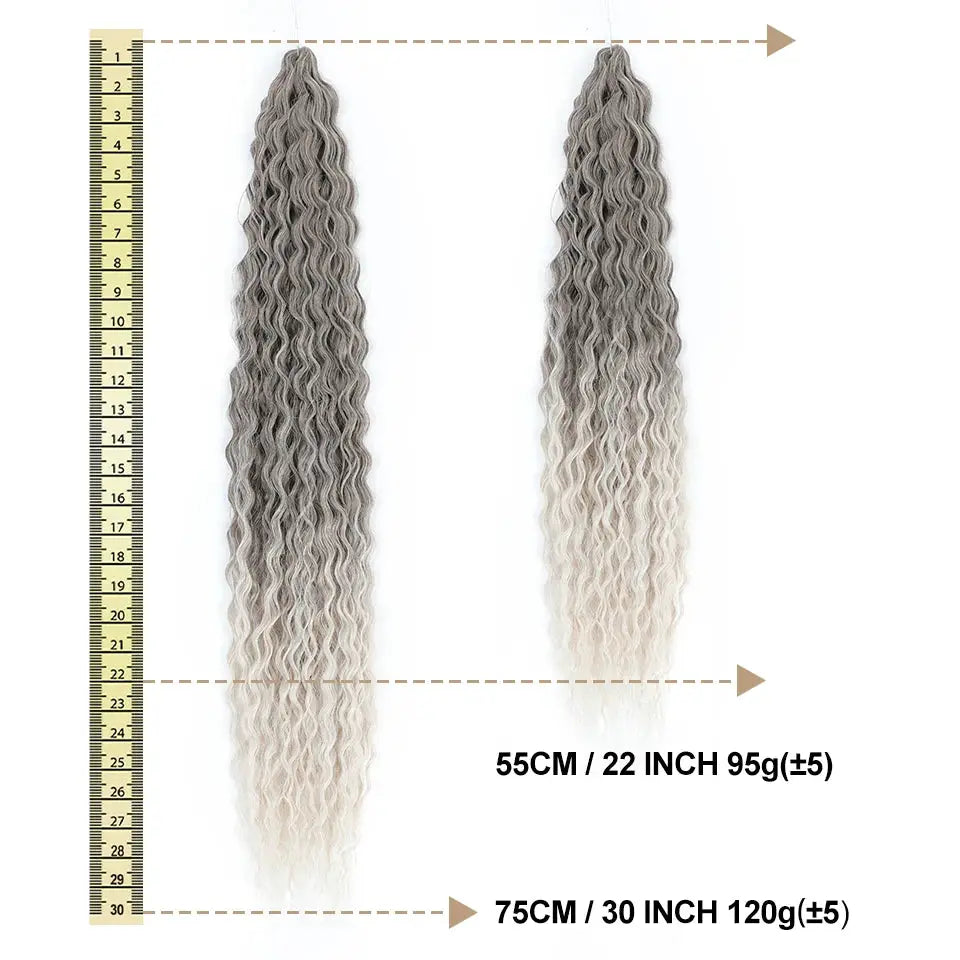 Simples Market Ariel Curls ombre blonde-gray synthetic crochet hair, 2 bundles, 55cm & 75cm