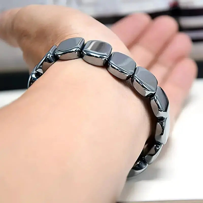 Hematite Bracelet For Men Natural Hematite Stone Beaded Stretch Healing Jewelry Gift For Confidence And Grounding