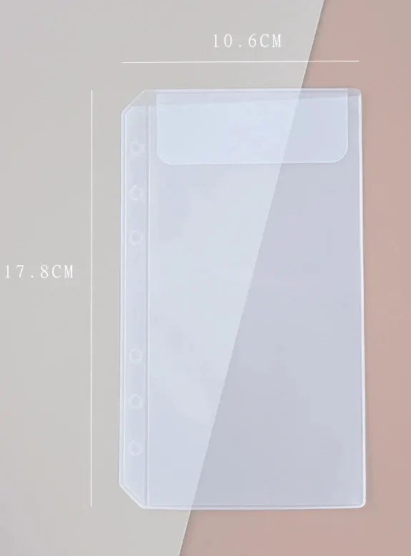 Binder zipper folders 5-pack; clear plastic A5/A6 binder pouches for 6-ring notebooks by Simples Market
