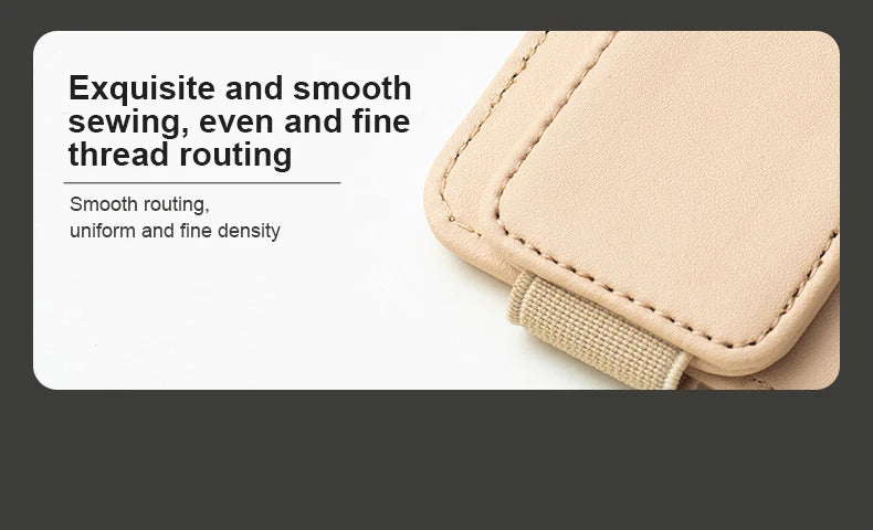 JFBONIN leather car sun visor sunglasses holder with magnetic clip and card holder, beige by Simples Market
