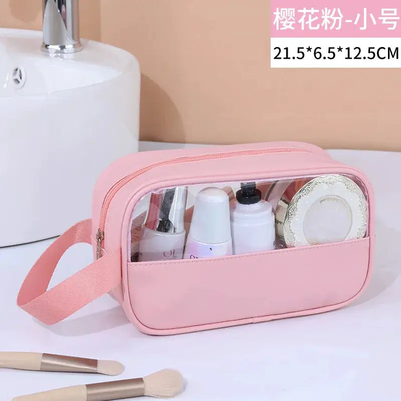 VoyageGlow Transparent Cosmetic Bag Large Capacity Waterproof Travel Makeup Organizer Clear PVC
