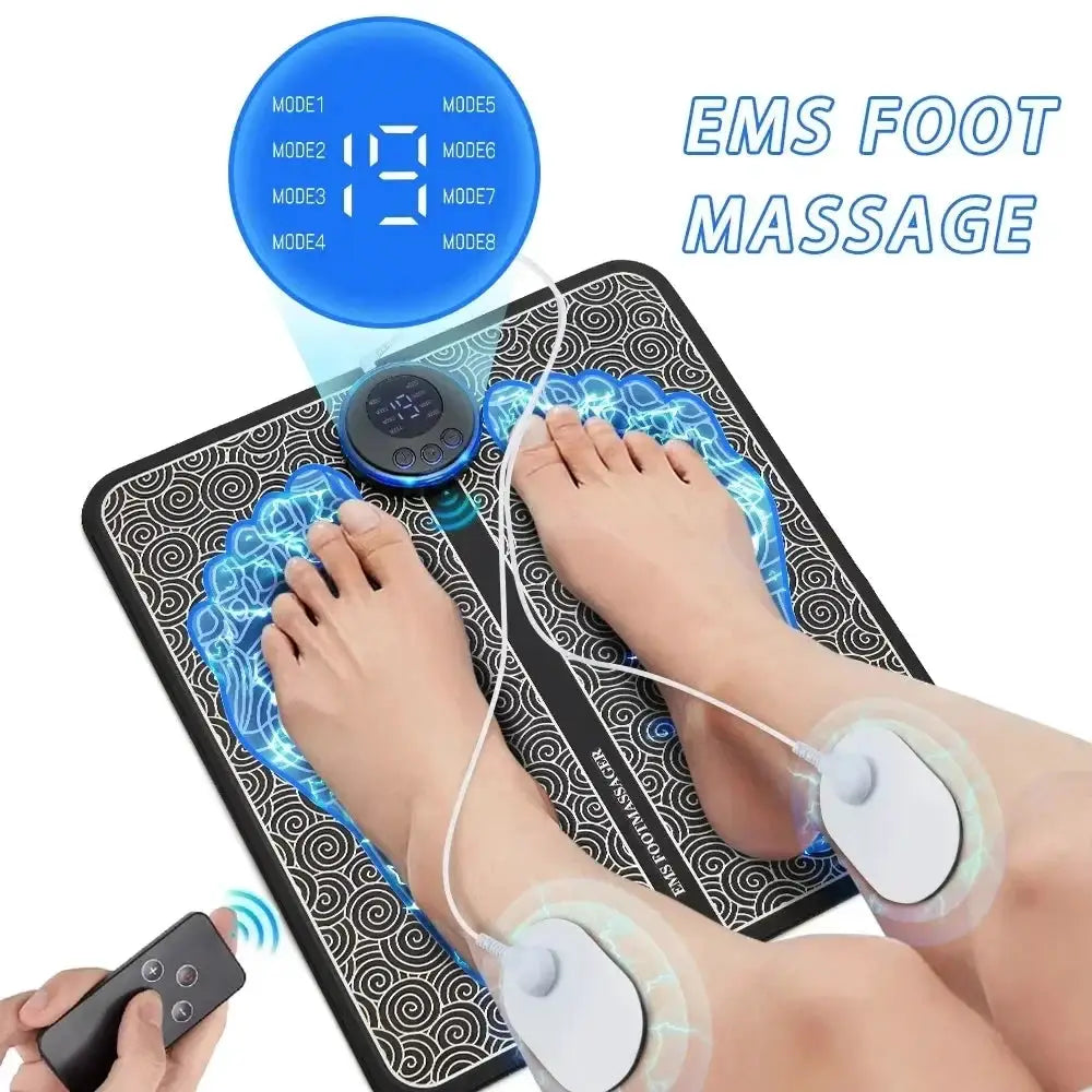Electric Foot Massager Pad With EMS Therapy Portable Foldable Design For Feet Ankles Calves And Relaxation