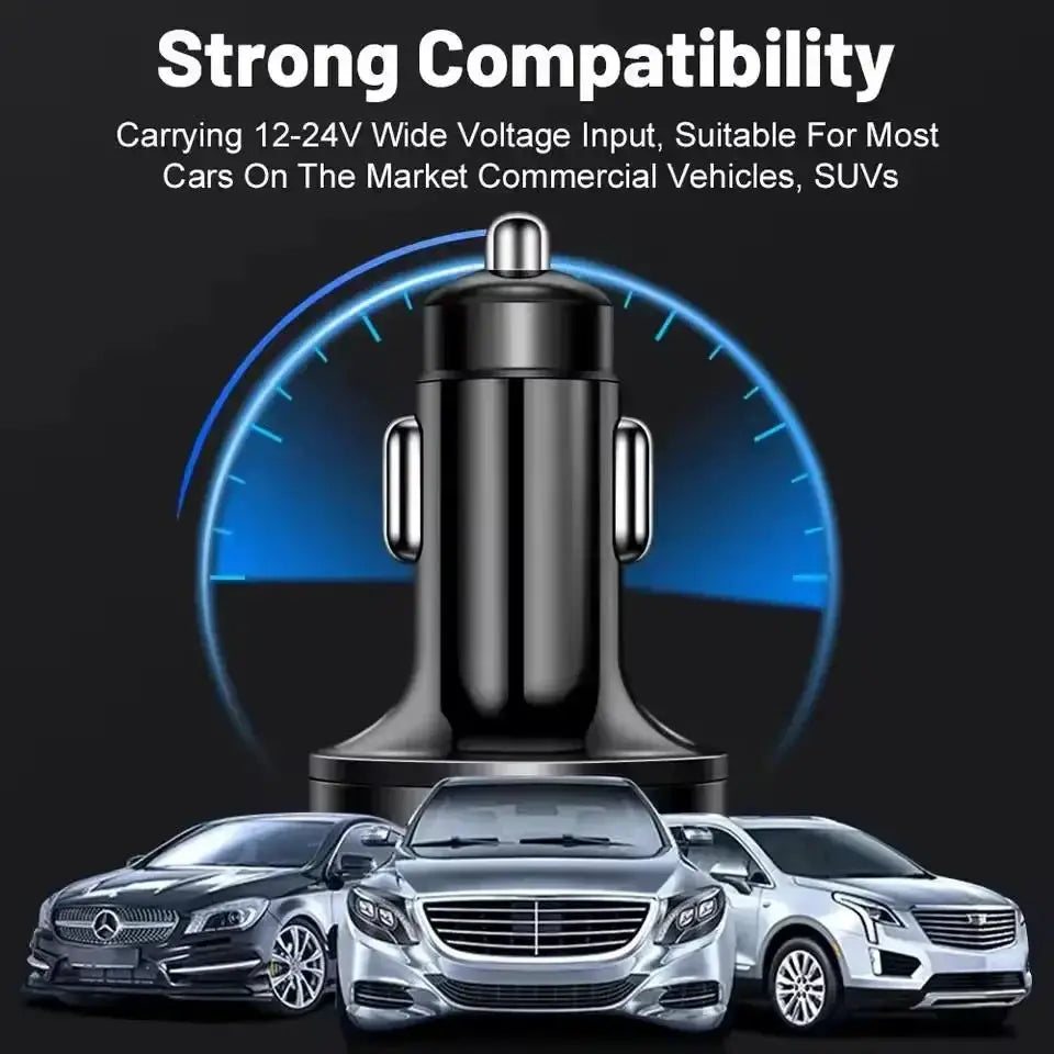 VoltForge 300W 6 Port Car Charger With USB C PD And QC3 Fast Charging Digital Display Road Ready Power Hub