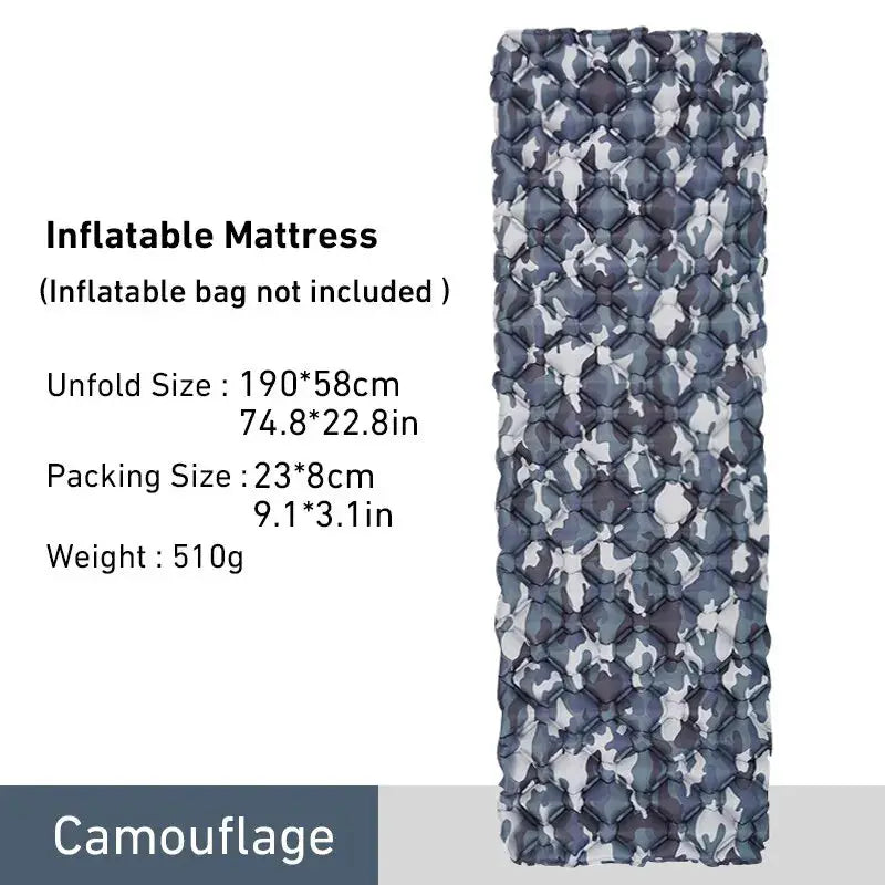 WESTTUNE camping sleeping pad in camouflage pattern, ultralight inflatable mattress by Simples Market