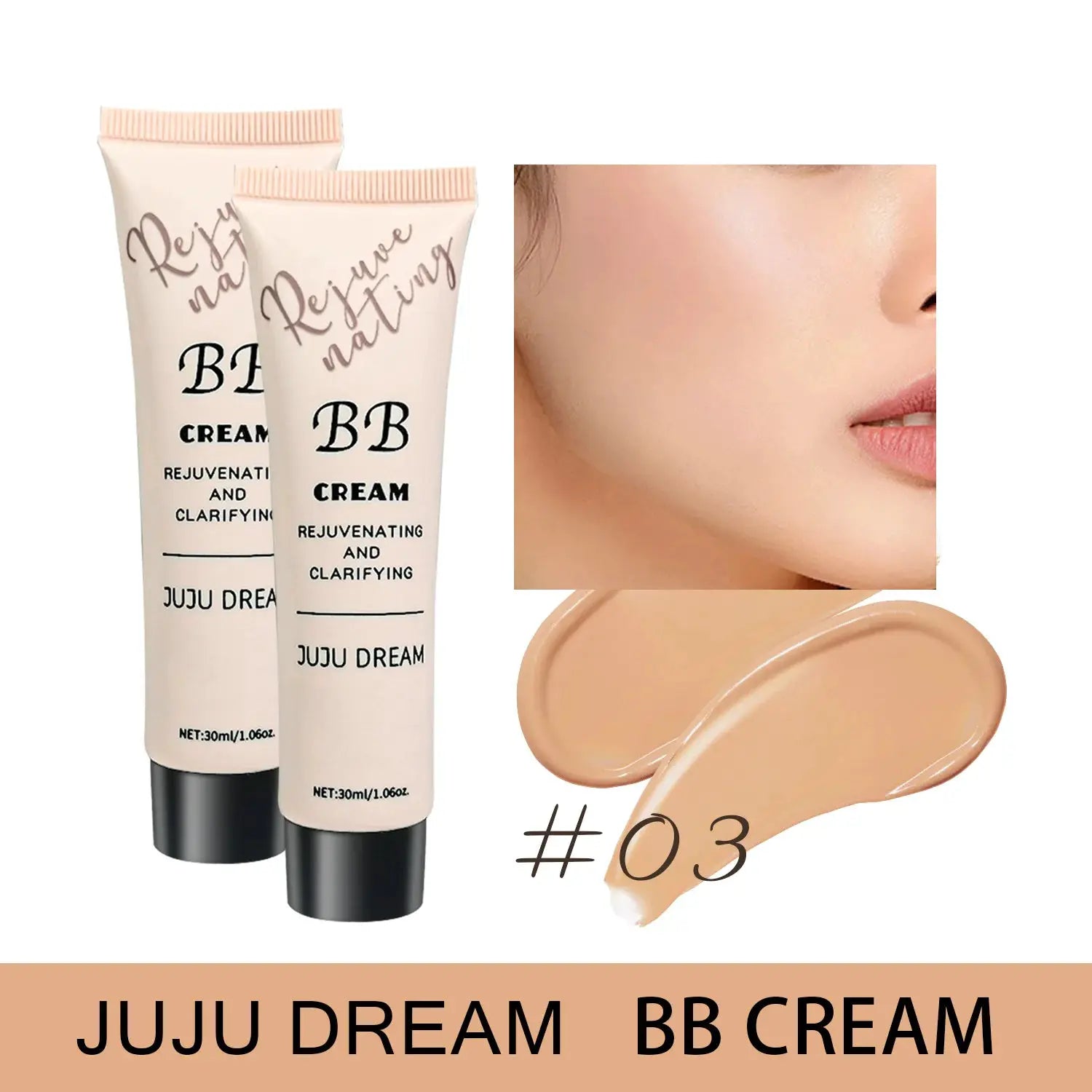 Juju Dream BB Cream Primer and Foundation for Dry Skin Moisturizing Oil Control Long Lasting Dewy Finish