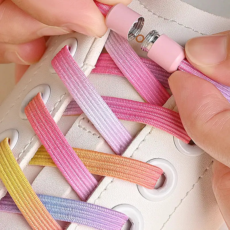 No Tie Elastic Sneaker Laces With Colorful Buckle Pearl Light For Easy Slip On Shoes 1 Pair 2 Pairs 4 Pairs