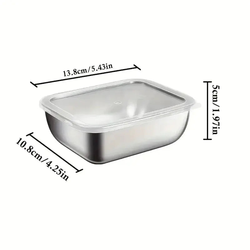 5 Piece Stainless Steel Food Storage Containers Set Stackable Meal Prep Boxes For Kitchen Fridge Travel Eco Friendly