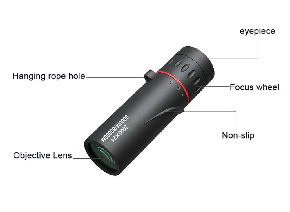Simples Market black monocular telescope with focus wheel and eyepiece