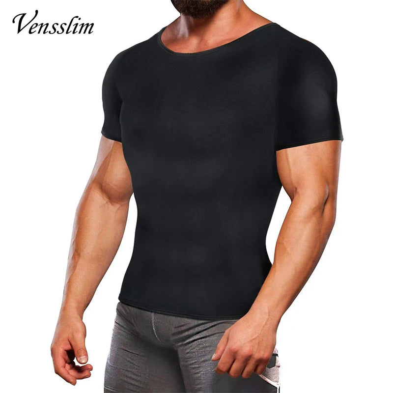 Vensslim men's black sauna vest compression top for heat-trapping workouts