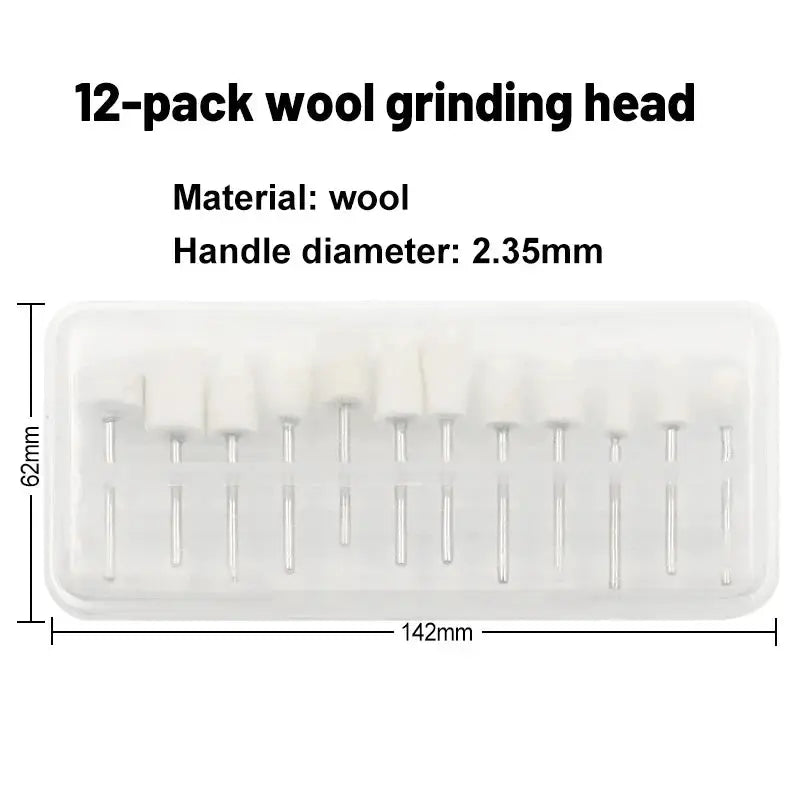 12Pcs Wool Felt Polishing Wheels For Rotary Tool 8 To 11.8mm OD 2.35mm Shank Ideal For Nail Art Detailing