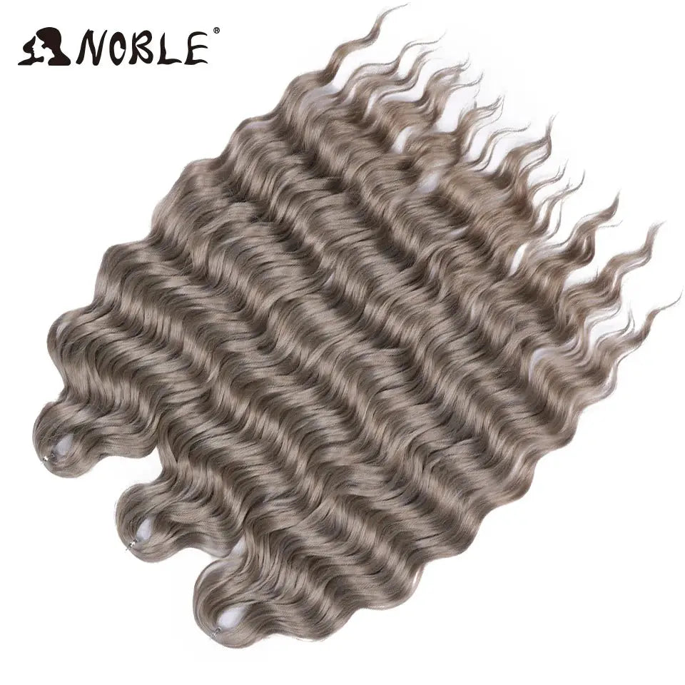 Noble Hair synthetic loose deep wave braiding extensions, 24-inch, ombre blonde water-wave texture