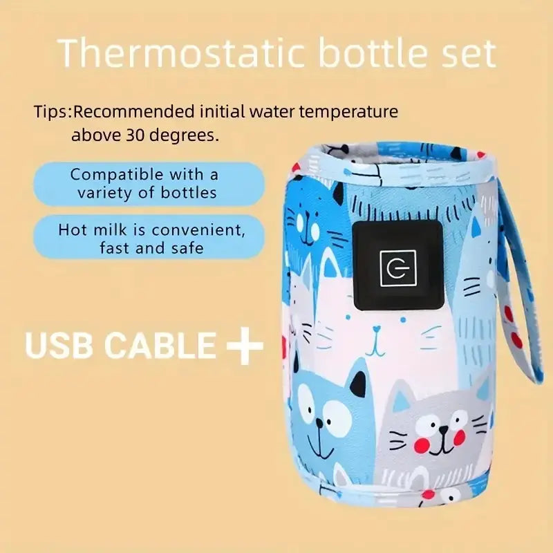 USB Milk Warmer with Travel Insulated Bag Portable Nursing Bottle Heater for Baby Feeding Christmas Halloween