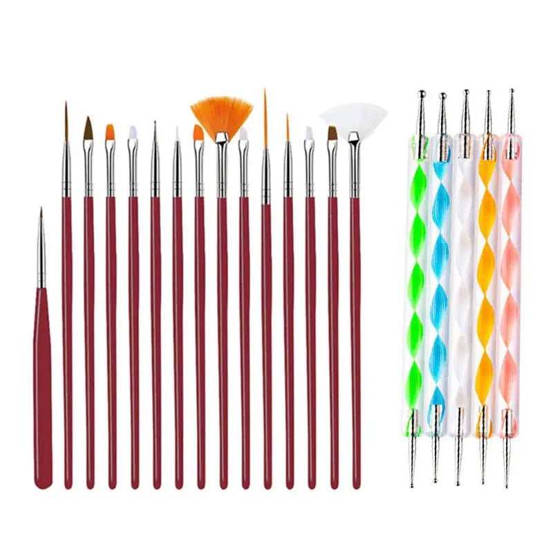 GlamFlex Pro Nails Art Brush Set For Gel Polish And Acrylic Extensions Precision Tools For Liquid Powder Carving