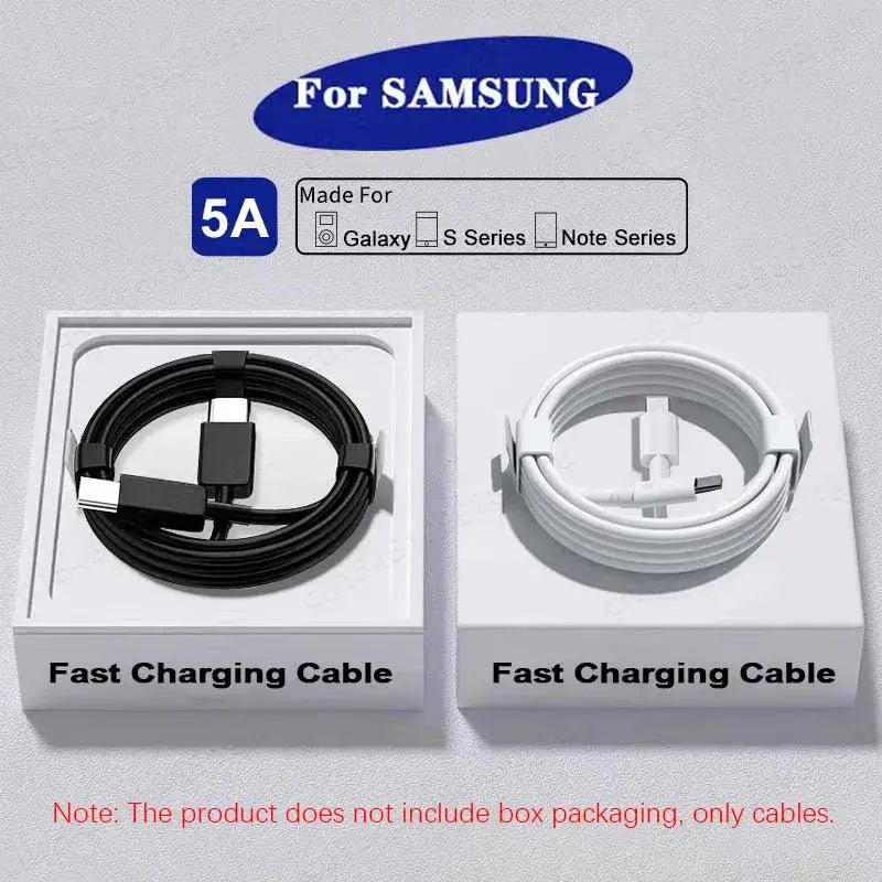 2-pack PD-45W USB-C fast charging cables for Samsung Galaxy, by Simples Market, black and white