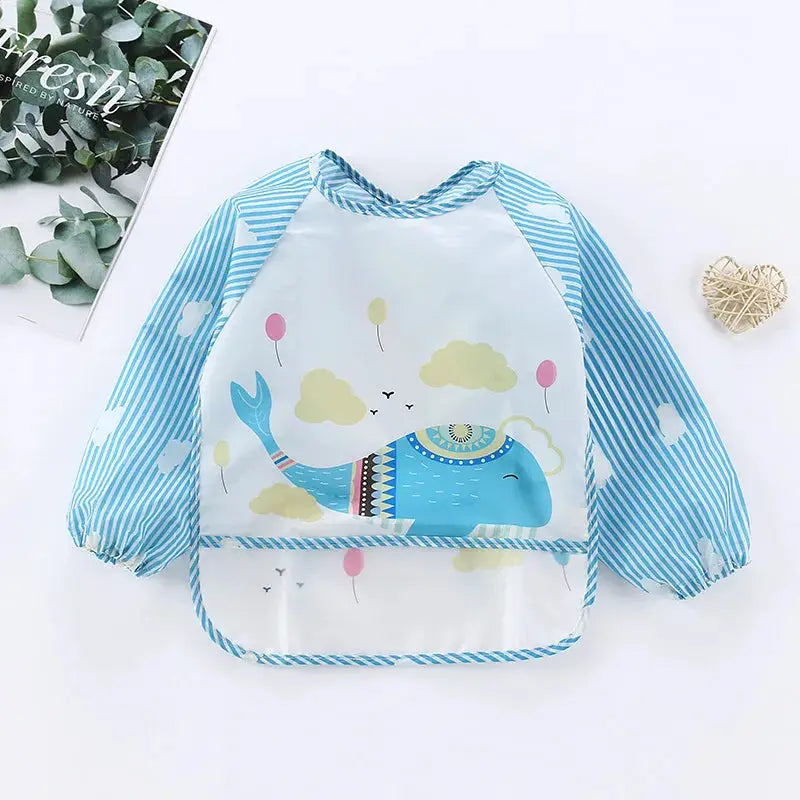 Waterproof EVA Full Sleeve Baby Bibs For Kids Long Sleeve Feeding Smock Apron Eating Breastplate Infant Clothing