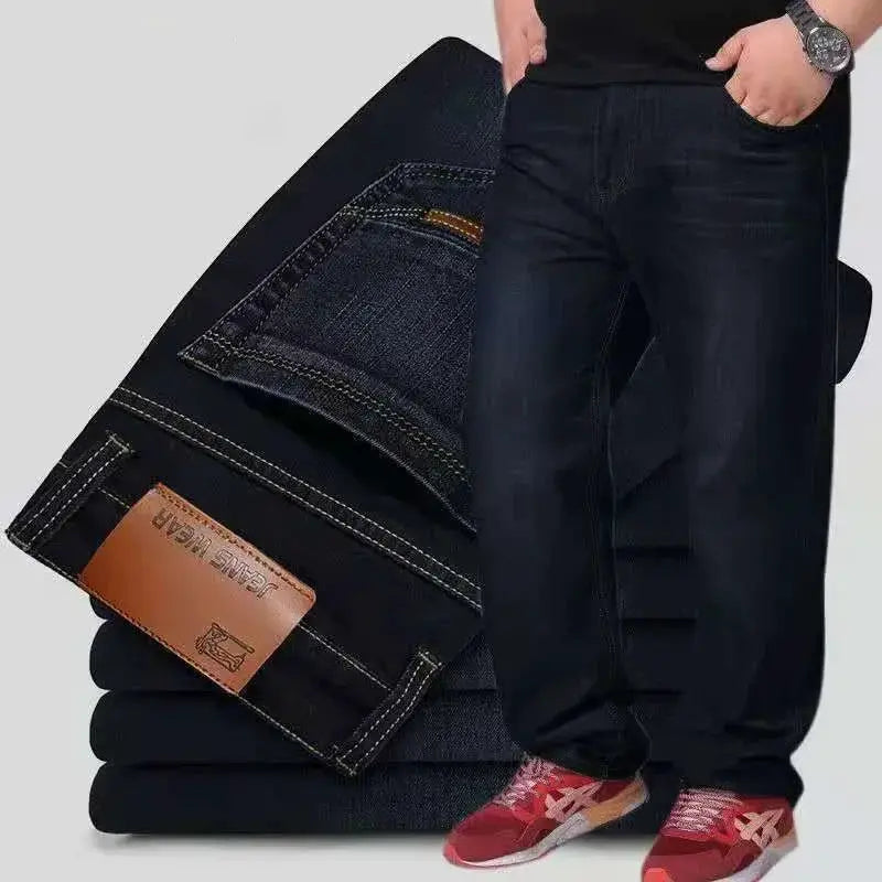 Simples Market men's oversized black denim jeans, 10XL loose-fit trousers