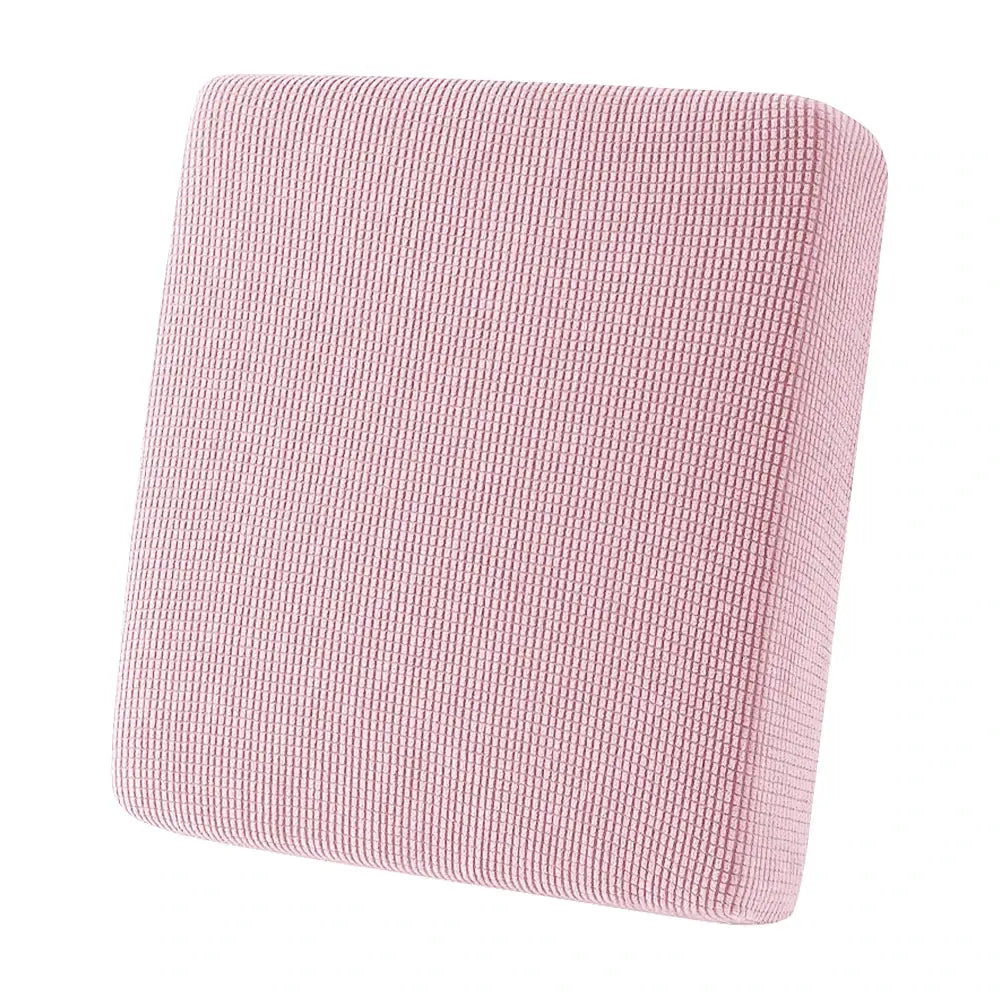 Patio sofa cushion cover, pink jacquard waffle texture, universal stretch, Simples Market.