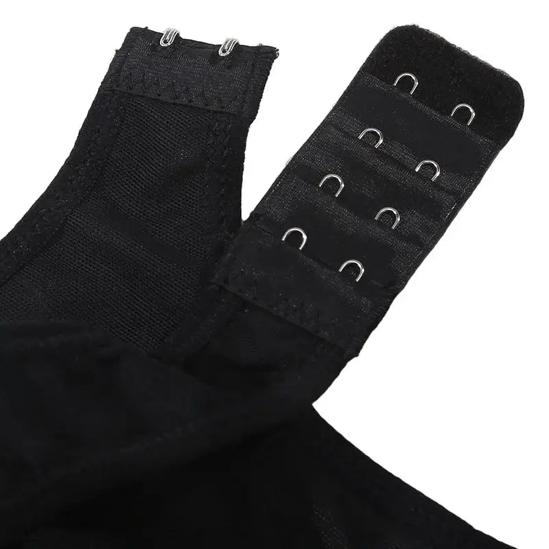 Black post-surgery compression bra with adjustable hook closures