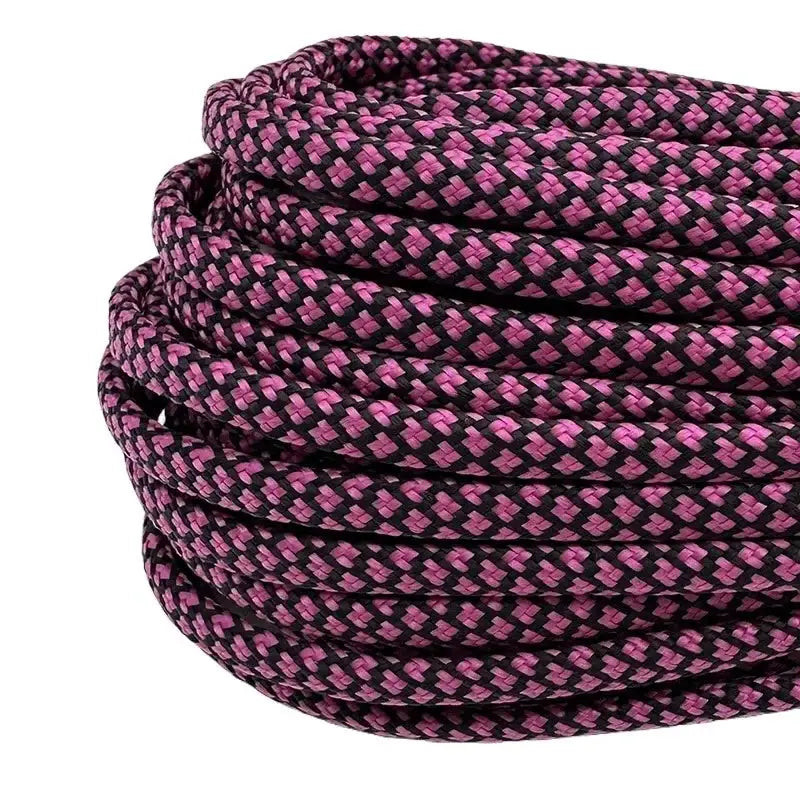 Rope 4mm braided camping cord by Simples Market, pink and black, for outdoor survival lanyard.