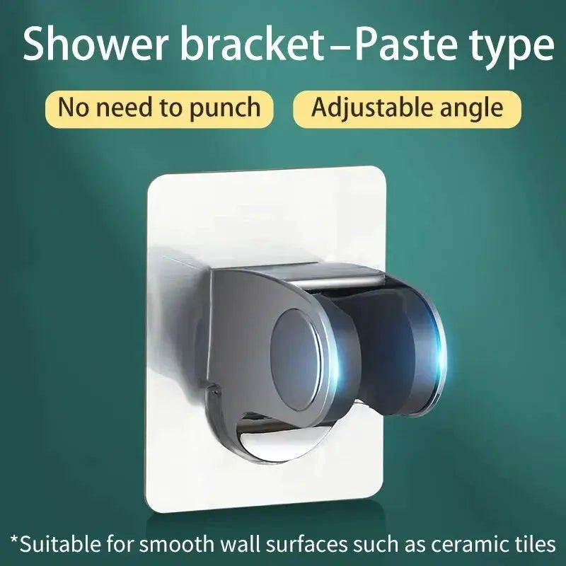 Shower bracket paste-type wall mount with adjustable angle and chrome finish for handheld shower