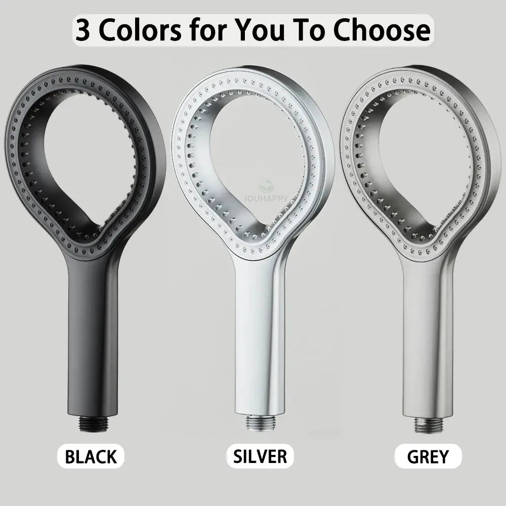 Shower head Ring Design high-pressure handheld rainfall showerhead by Simples Market in black, silver, grey (3 colors)