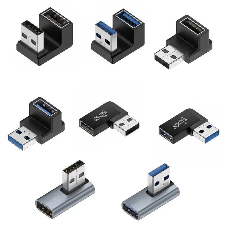 90 Degree USB 3.0 Male To Female Right Angle Extension Adapter Upward Elbow For Laptop PC 10Gbps