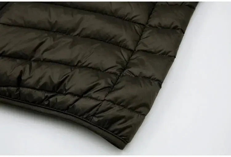 Down jacket men's black quilted lightweight hooded coat