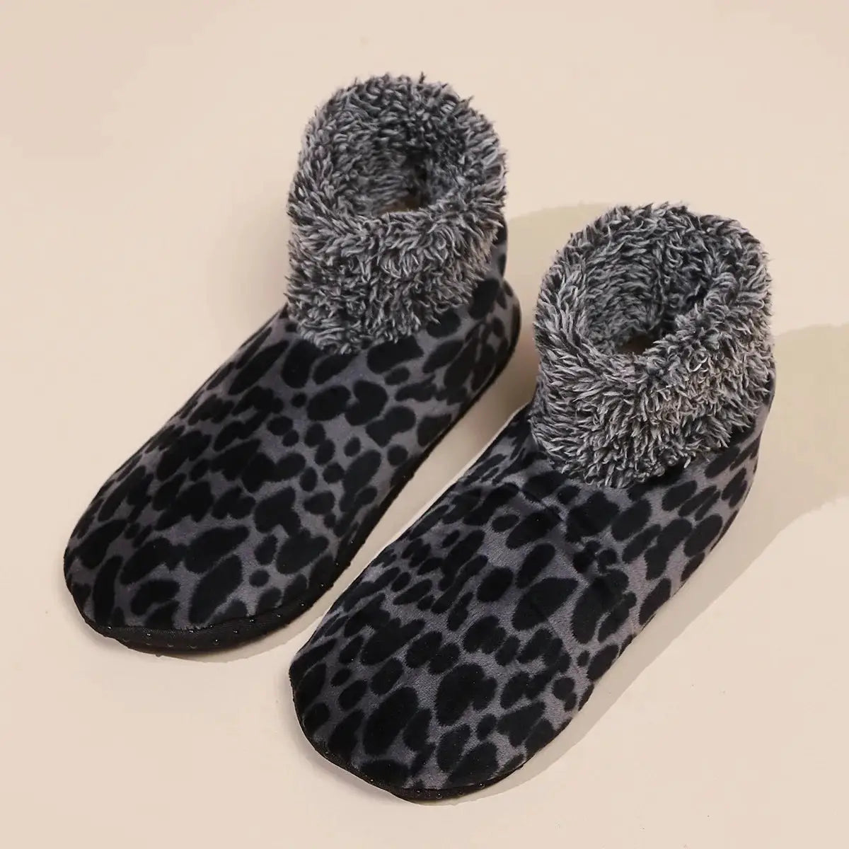 CozyNest Unisex Leopard Print Floor Socks With Non Slip Soles For Warm Home Comfort In Fall And Winter
