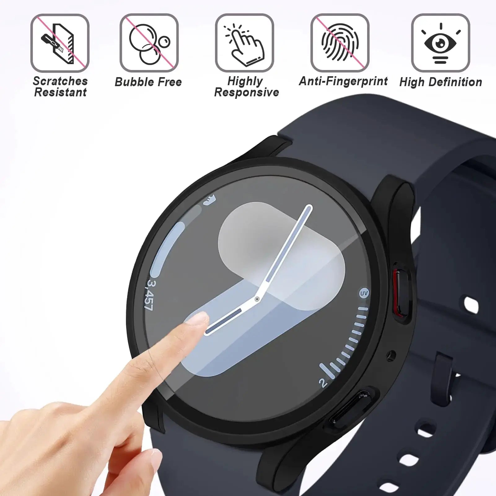 Glass+PC Case for samsung Galaxy watch 7 6 5 4 44mm 40mm Accessories all-around Anti-fall bumper cover watch7 4 Screen protector