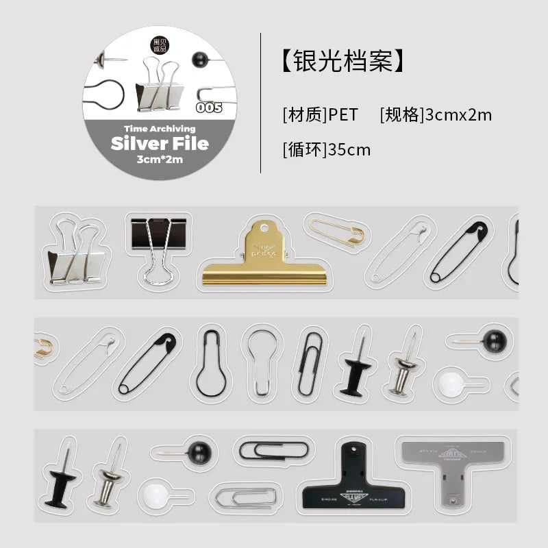 Simples Market decorative journal clips set; assorted silver and gold metal clips for scrapbooking (30+ pieces)