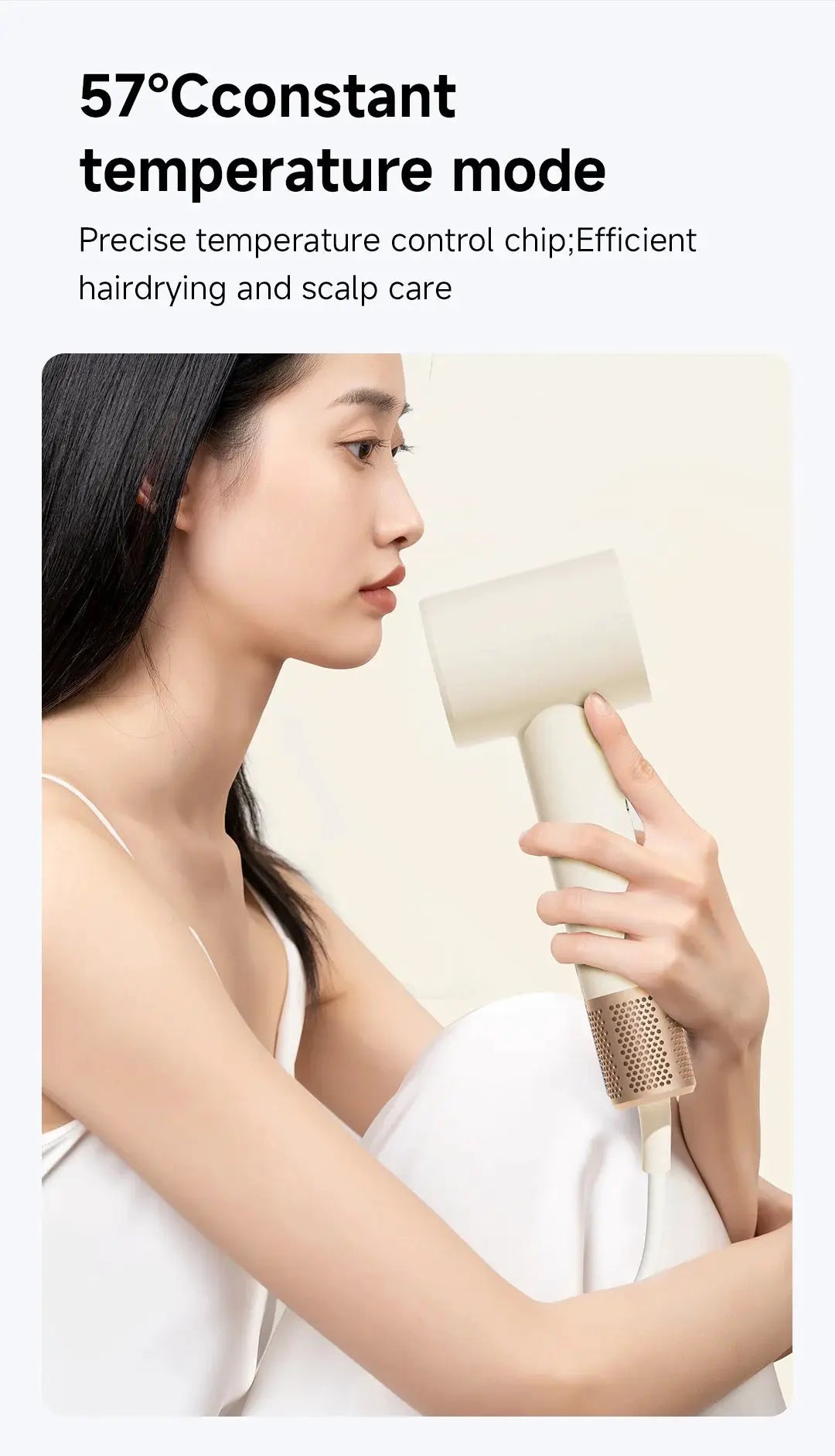 DOCO Hair Dryer by Simples Market; beige professional handheld with rectangular nozzle