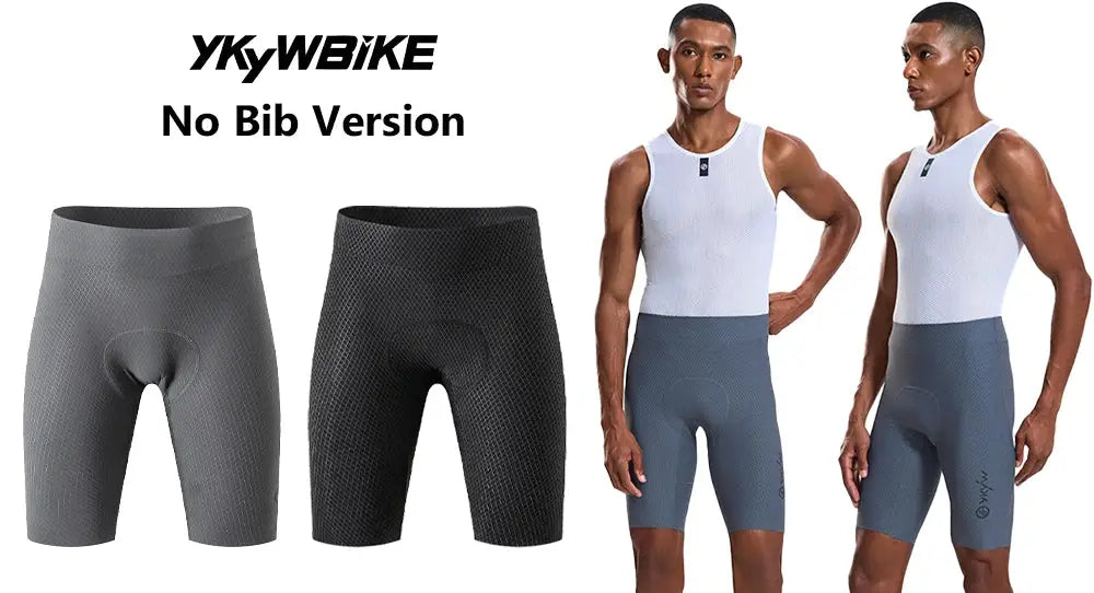 YKYWBIKE no-bib cycling shorts for men, gray and charcoal tones, two-pack
