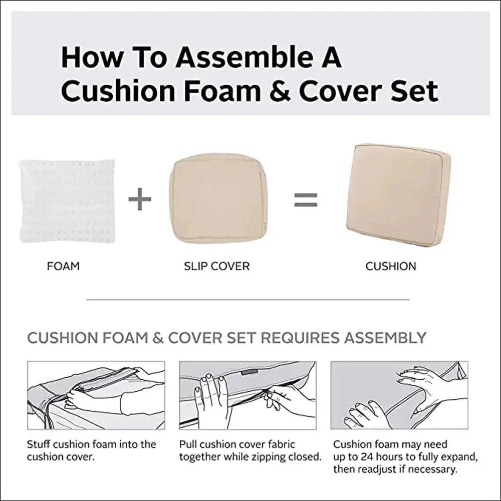 Simples Market 1–4 set beige sofa cushion foam & slip cover; outdoor replacement cushion with assembly guide