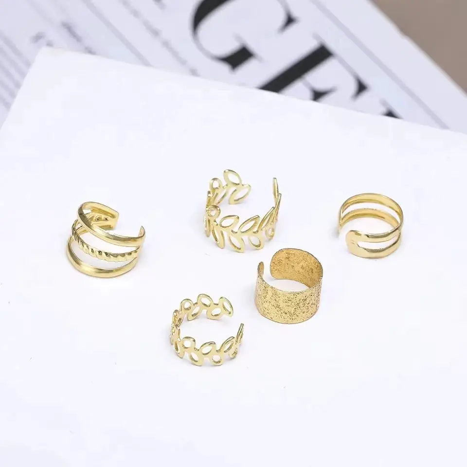 Gold Tone Leaf Ear Cuff For Women Non Piercing Clip On Earrings Fake Cartilage Jewelry Daily Wear