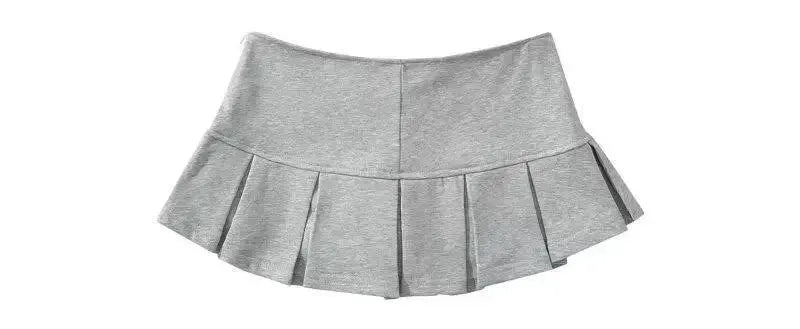 Mooyufon Y2K mini skirt, light grey pleated A-line for women