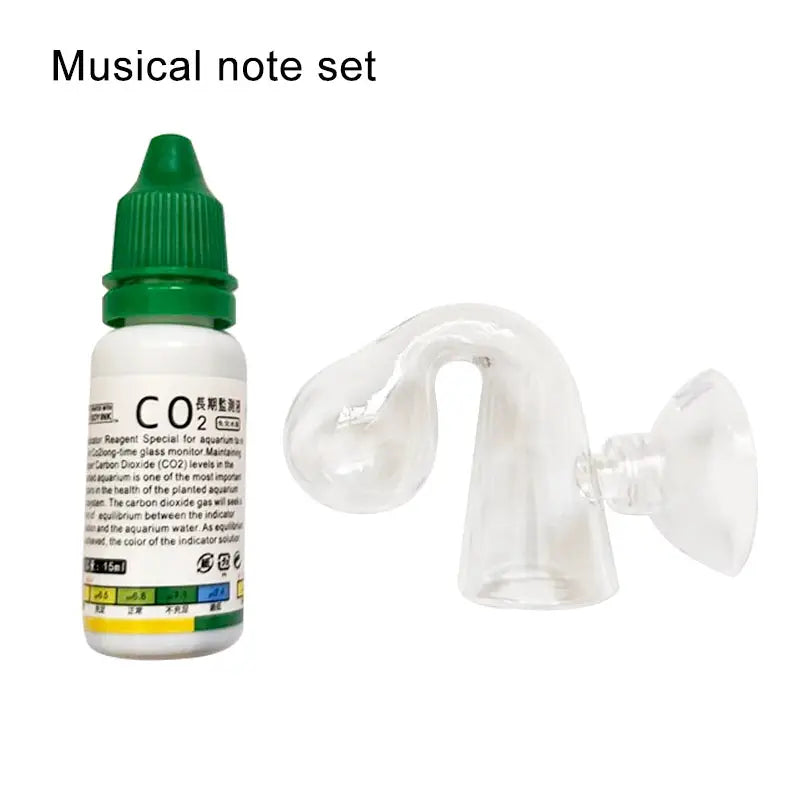CO2 indicator solution two-piece kit: bottle with green cap and glass drop-checker for aquarium from Simples Market