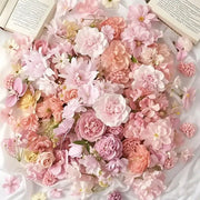 Simples Market artificial flower heads in pink pastel colors (20/50 pcs) for crafts and wedding decor.