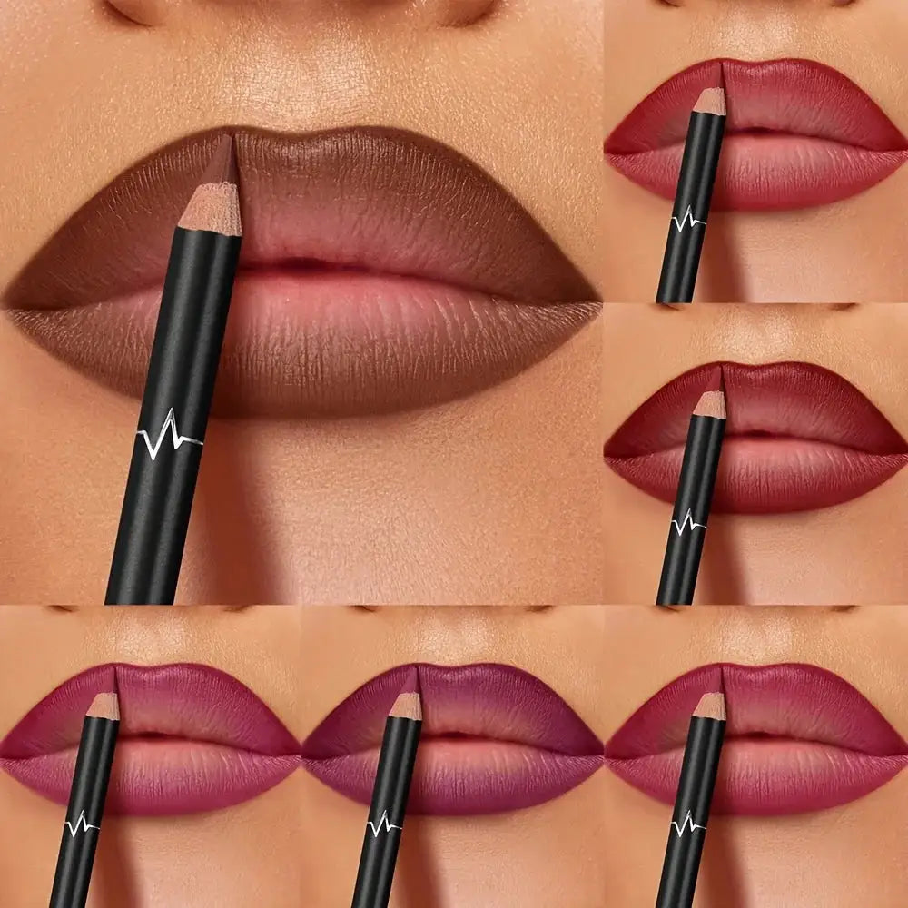 Pudaier Six Color Waterproof Matte Lip Liner Set Long Lasting Non Transfer Formula Matte Finish Precise Lip Definition