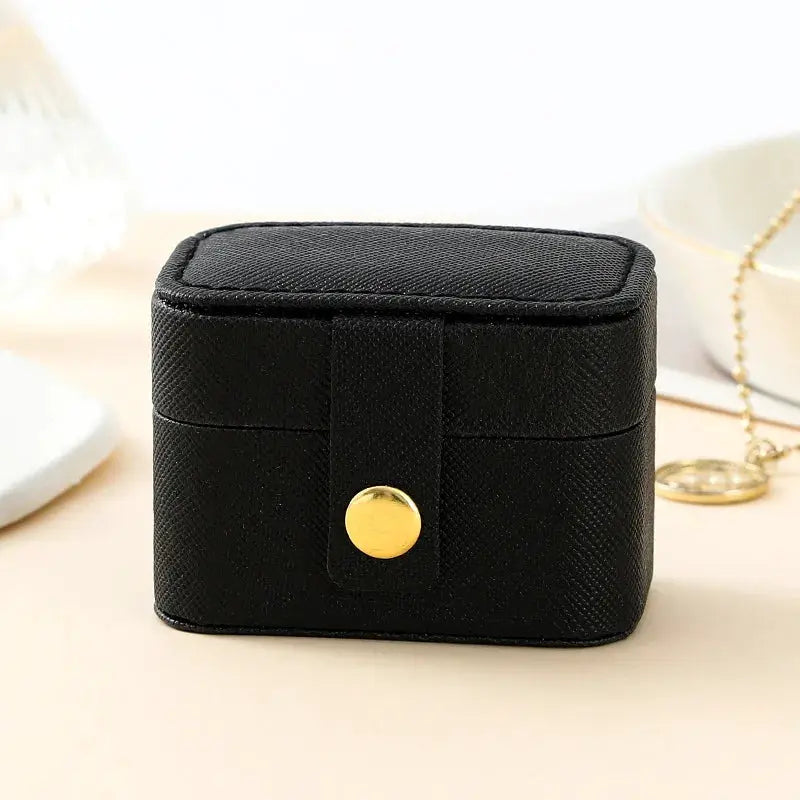 Mini Portable Leather Jewelry Storage Box Travel Organizer For Rings Necklaces And Earrings Gift