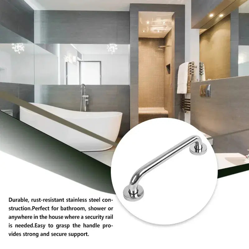 Stainless steel bathroom grab bar, 30/40/50 cm, rust-resistant safety handrail for shower or tub.