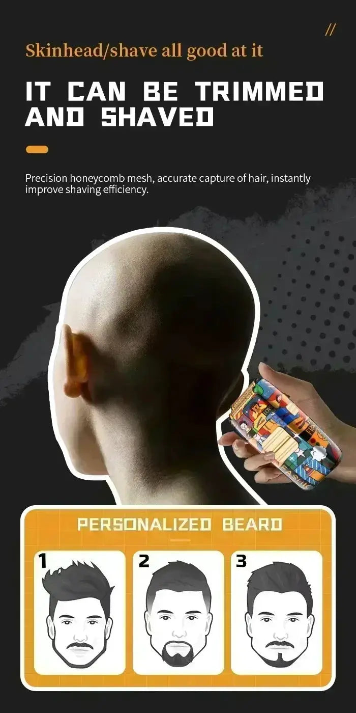 Kemei professional rechargeable electric hair clipper and graffiti-pattern beard trimmer by Simples Market