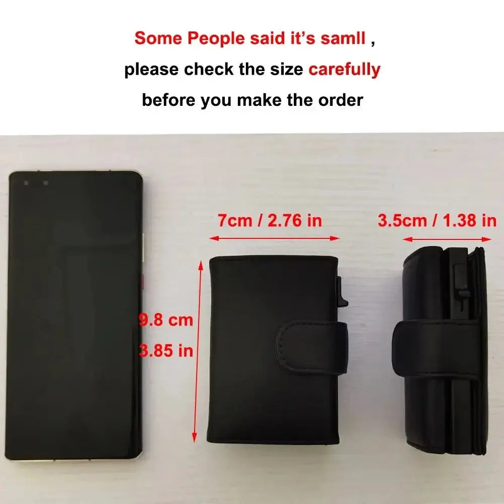 RFID microfiber leather men’s wallets; set of 3 black slim wallets including a trifold and coin-pocket style