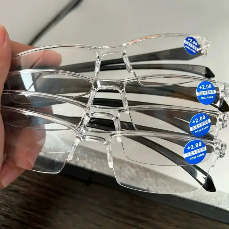 OptiTech Half Frame Blue Light Blocking Reading Glasses With Smart Auto Zoom Autofocus Enhanced Computer Vision