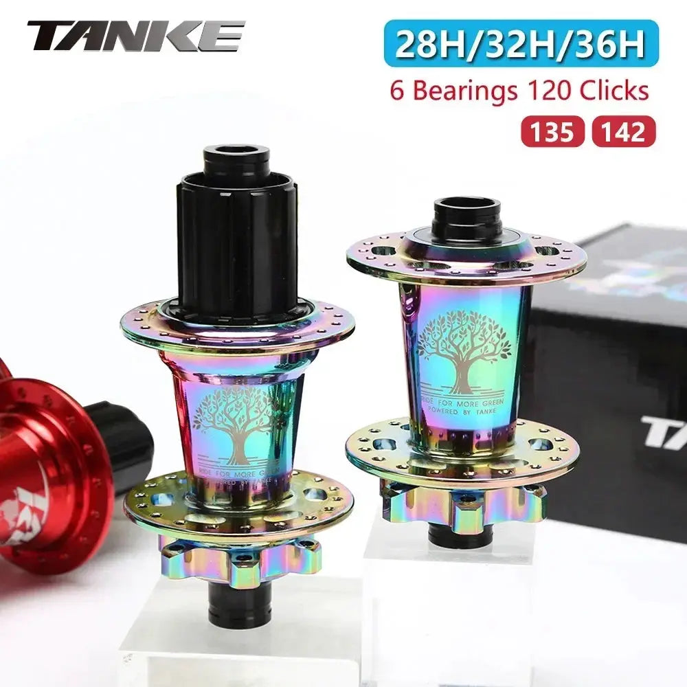TanKe 120 Click MTB Front Rear Hub 120 Engagement 6 Bearings Thru Axle HG 8 9 10 11 12 Speed Disc Brake 28 32 36 Holes