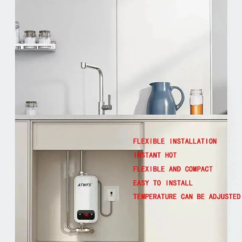 ATWFS Instant Water Heater 220V 4600W Portable Electric Heater CE Certified For Bathroom Kitchen And Home Heating