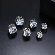 Punk round zircon magnetic ear studs, stainless steel non-piercing clip earrings, set of 7 by Simples Market