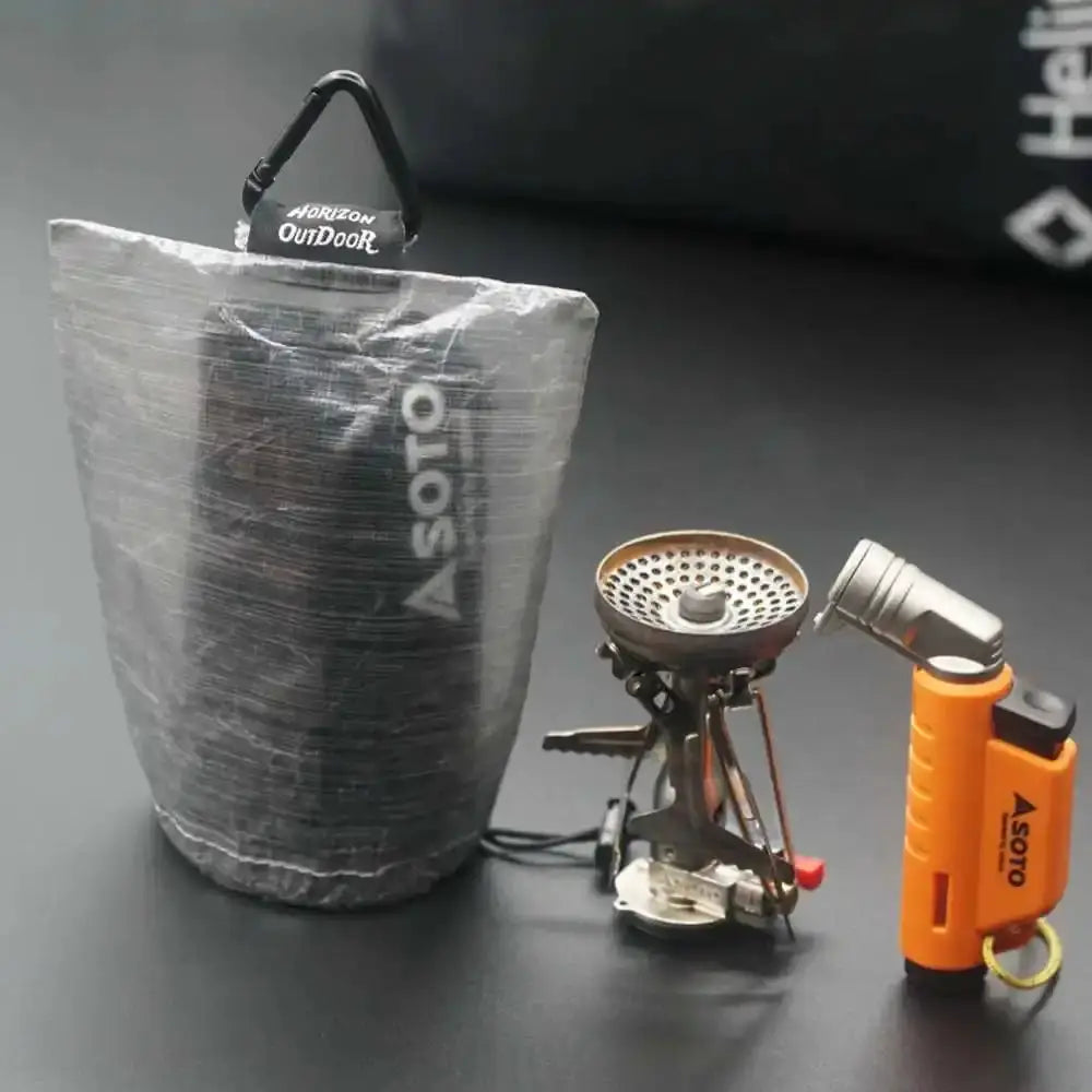Stashlite Dyneema DCF stuff sack for lantern diffuser; ultralight gray Cuben fiber bag by Simples Market