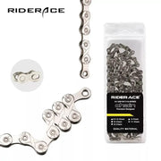 RIDERACE Ultralight Bicycle Chain 116 Links 8 to 12 Speed Silver for Mountain and Road Bikes 24 27 30 Speed Drivetrains